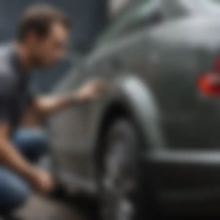 High-quality cleaner being applied to car exterior plastic