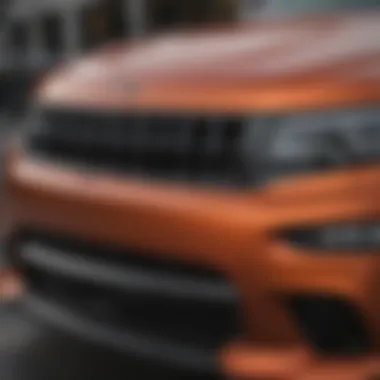 Detailed view of the Jeep Grand Cherokee Trackhawk front grille