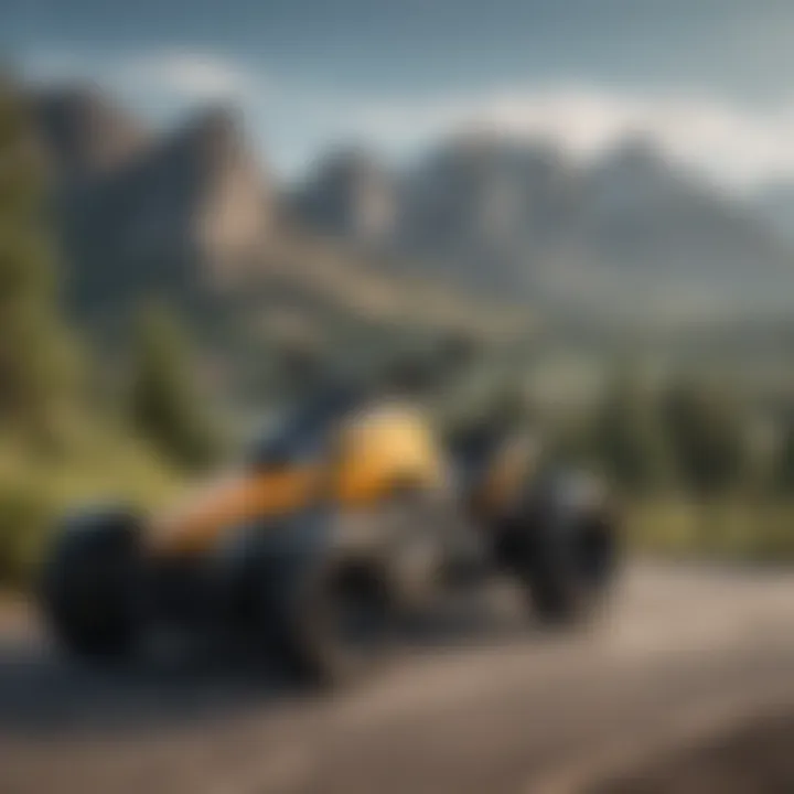 A stunning view of a Can-Am Ryker parked against a scenic backdrop