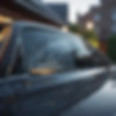 Close-up view of a car window chip before repair