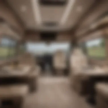 Interior layout of the Allegro motorhome highlighting the spacious living area and amenities.