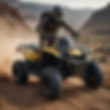 Can-Am ATV Quad in Action A striking view of a Can-Am ATV quad in rugged terrain