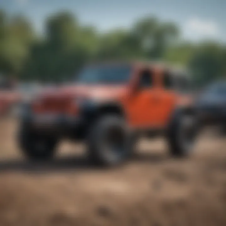 A vibrant community event featuring Jeep Wrangler enthusiasts showcasing their vehicles.