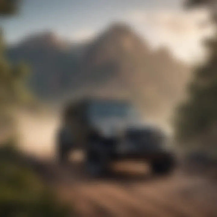 A rugged Jeep Wrangler navigating through a scenic off-road trail in Little Rock.