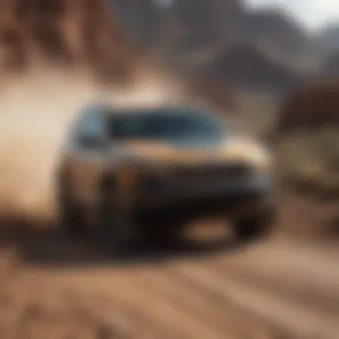 Jeep Cherokee navigating rugged terrain illustrating its off-road capabilities.