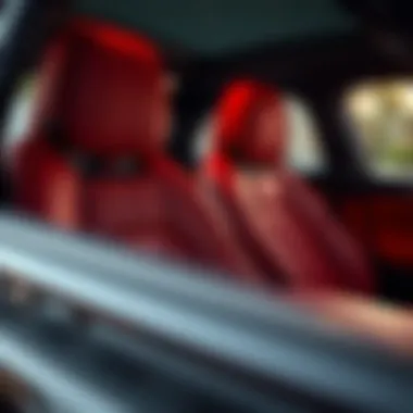 Luxurious Red Leather Seating Close-up of luxurious red leather seats in Jaguar SUV