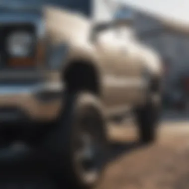 Close-up of a truck's exterior condition and details