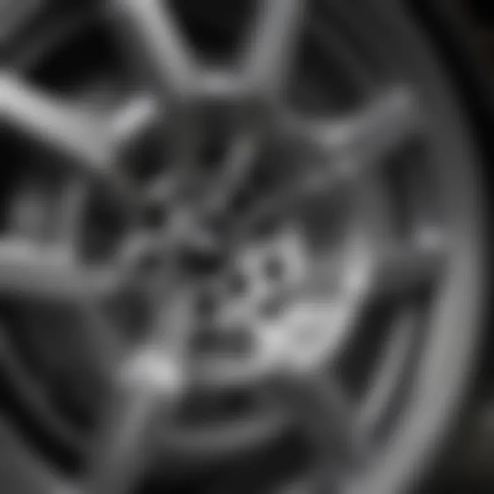 Close-up view of polished alloy wheel with a glossy finish