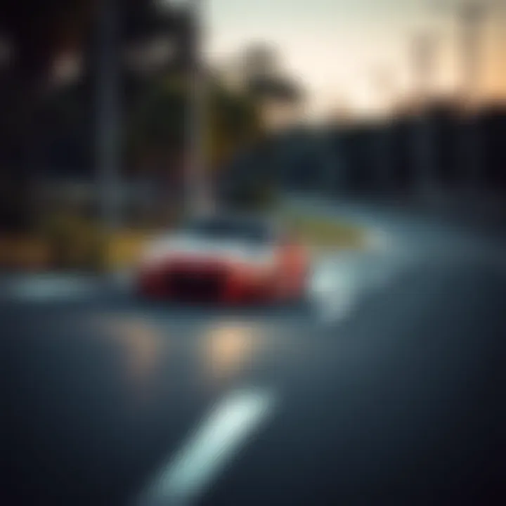 Action shot of Subaru BRZ on a winding Orlando road