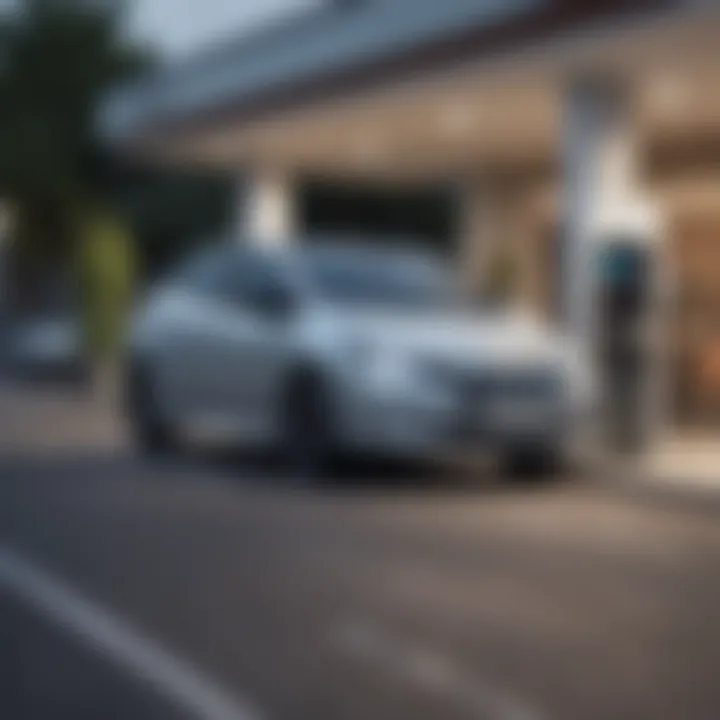 A satisfied owner charging their Nissan Leaf at a station