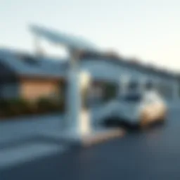 An electric vehicle charging station with solar panels